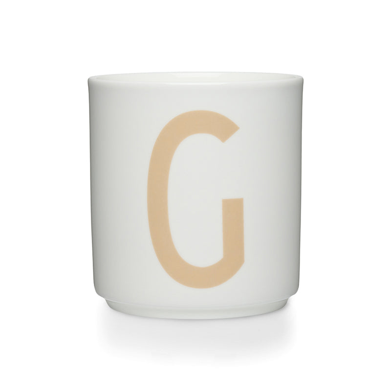Design Letters - AJ Porzellan Becher A-Z | G / beige/weiß