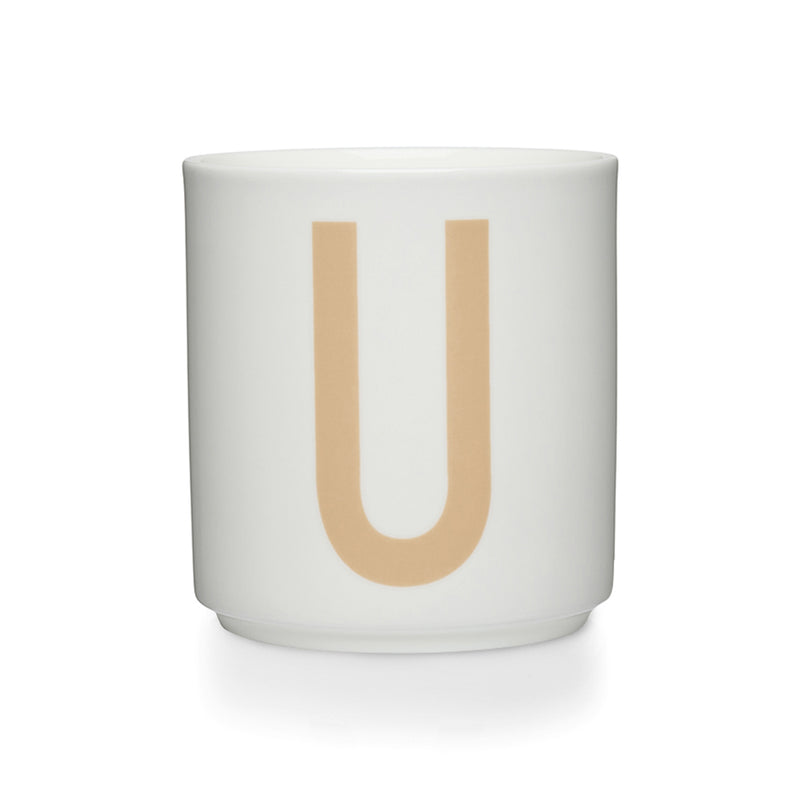 Design Letters - AJ Porzellan Becher A-Z | U / beige/weiß