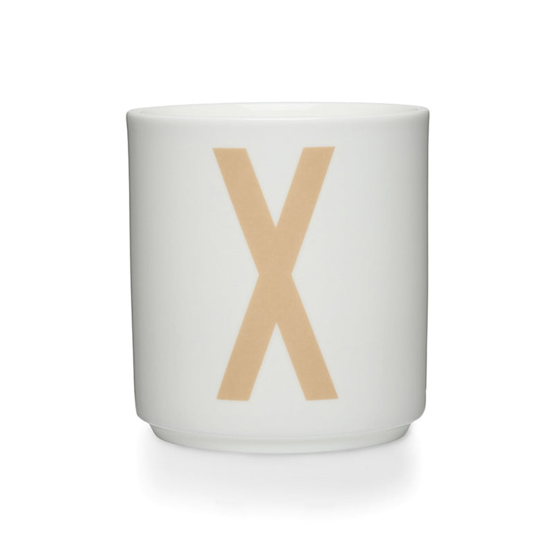 Design Letters - AJ Porzellan Becher A-Z | X / beige/weiß