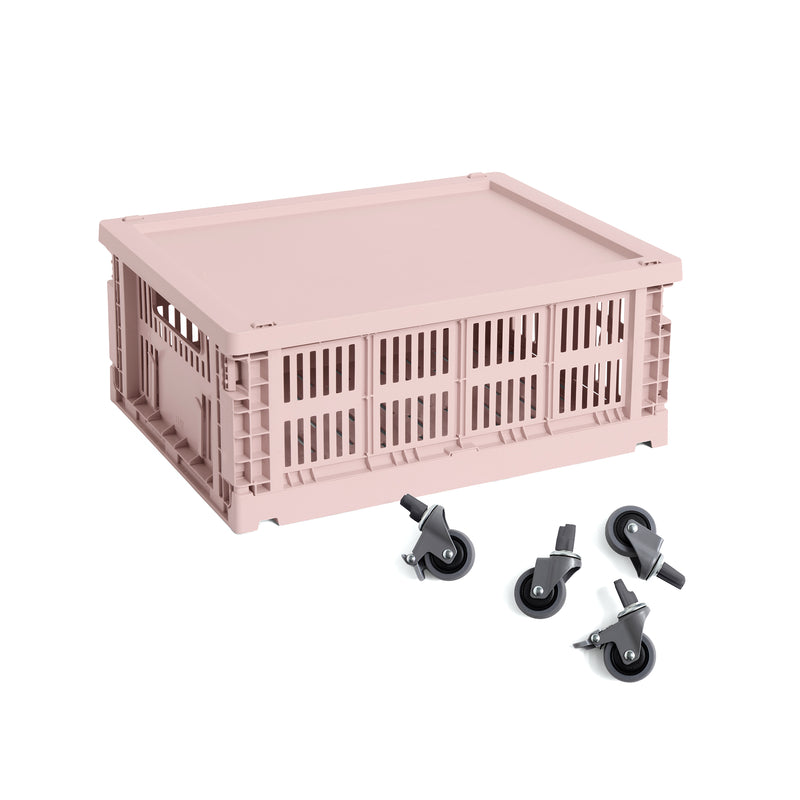 HAY - Colour Crate Korb M mit Deckel und Rollen | blush
