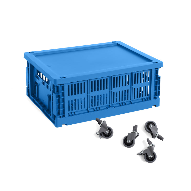 HAY - Colour Crate Korb M mit Deckel und Rollen | electric blue
