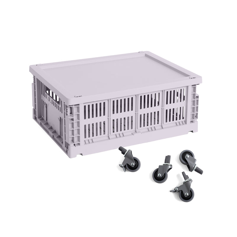 HAY - Colour Crate Korb M mit Deckel und Rollen | lavendel